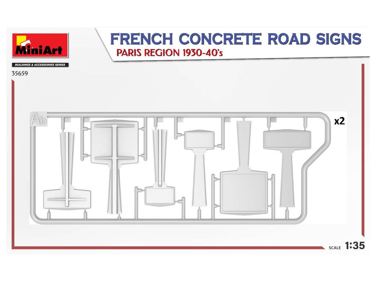 MiniArt 1/35 French Concrete Road Signs 1930-40's. Paris Region | 4820183314338