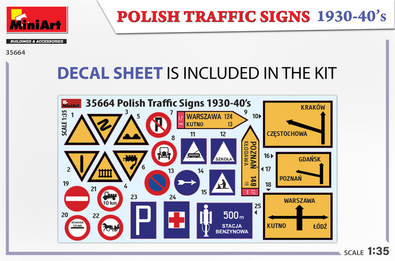 MiniArt 1/35 Polish Traffic Signs 1930-40s Figures