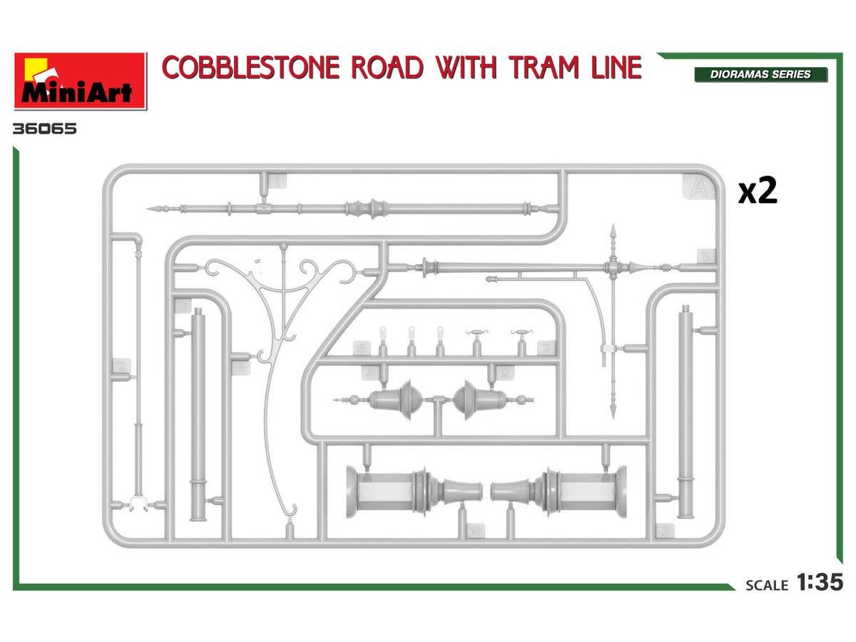 MiniArt 1/35 Cobblestone Road w/Tram Line (Injection Mold) | 5905090346555