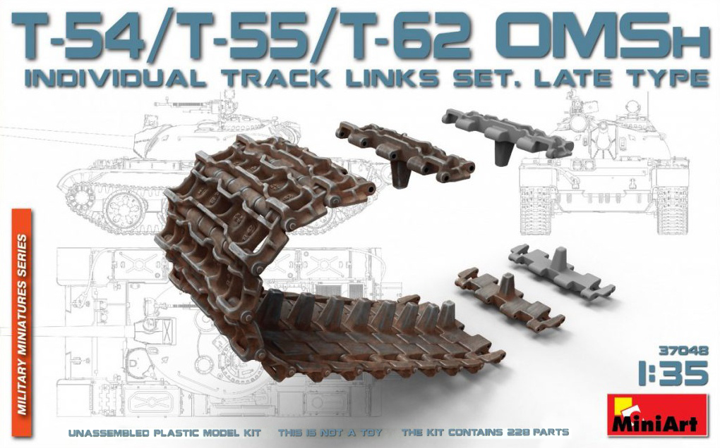 Miniart [37048] 1/35 T-54/T-55/T-62 OMSh Individual Track Links Set.Late Type | 4820183311191