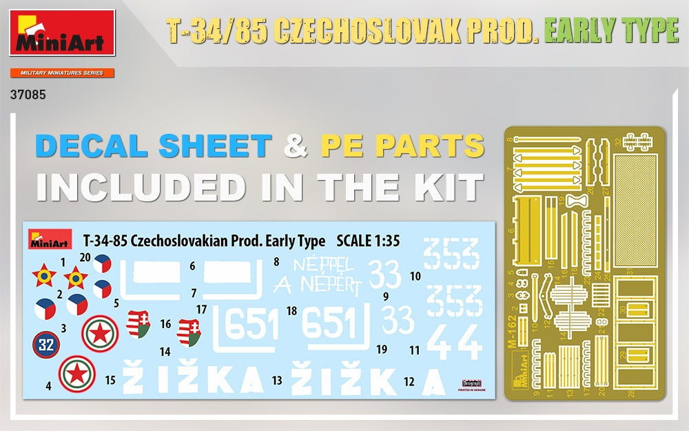 MiniArt 1/35 T-34-85 Czechoslovak Prod. Early Type Tank | 4820183313492