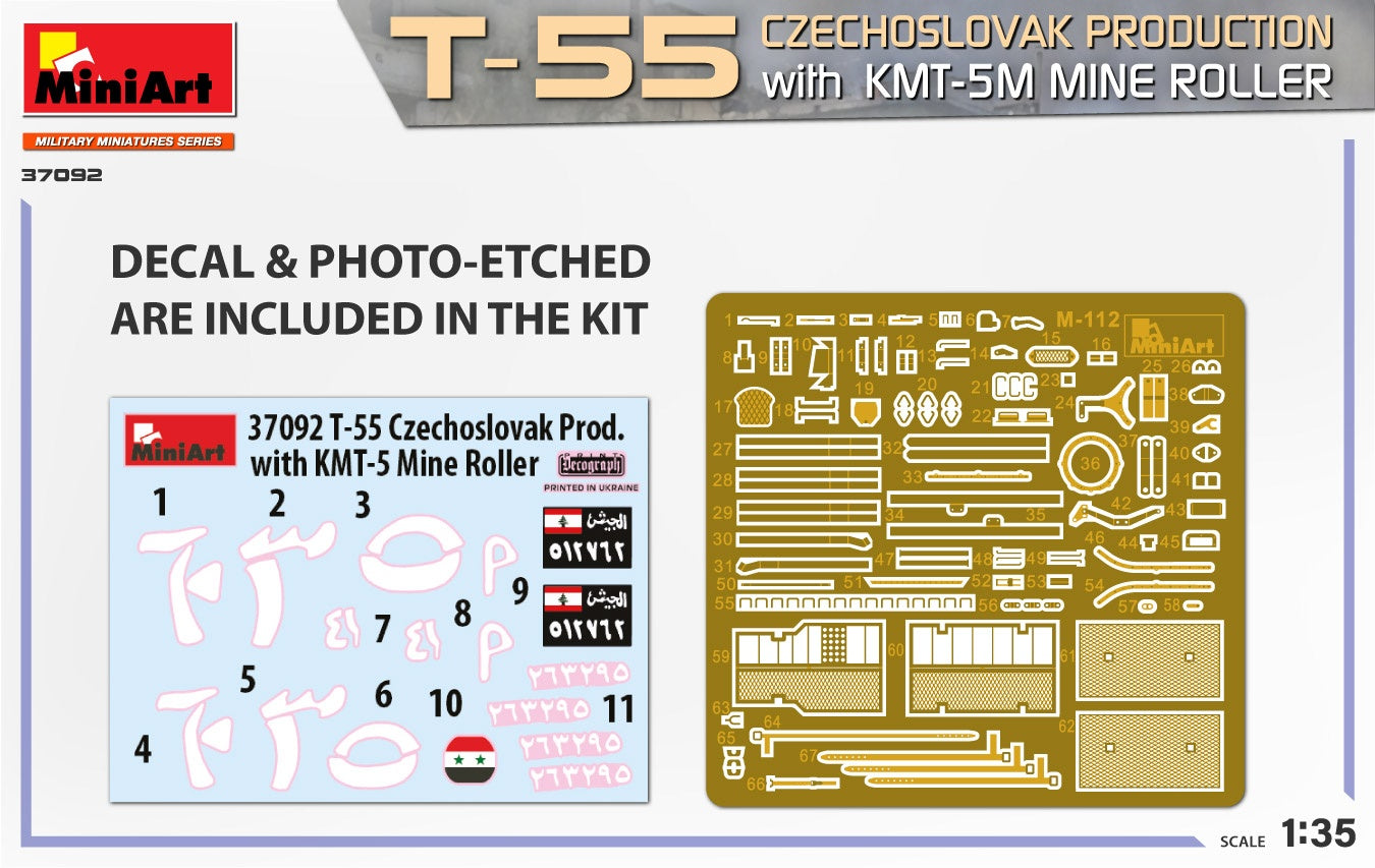 Miniart 1/35 T-55 Czechoslovak Production With KMT-5M Mine Roller | 4820183314468