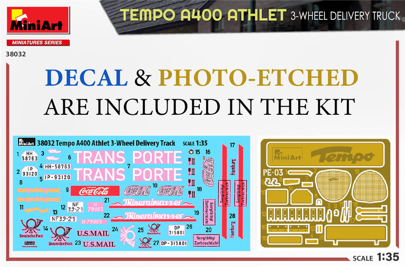 MiniArt 1/35 Tempo A400 Athlet 3-Wheel Delivery Truck