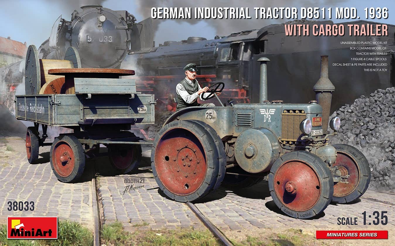 Miniart 1/35 German Industrial Tractor D8511 Mod. 1936 with Cargo Trailer (1 Figure) | 4820183314482