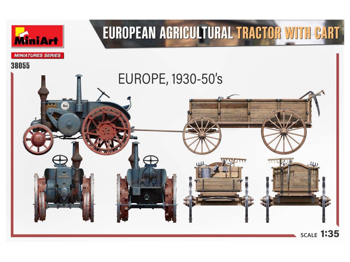Miniart 1/35 European Agricultural Tractor with Cart | 4820183314628