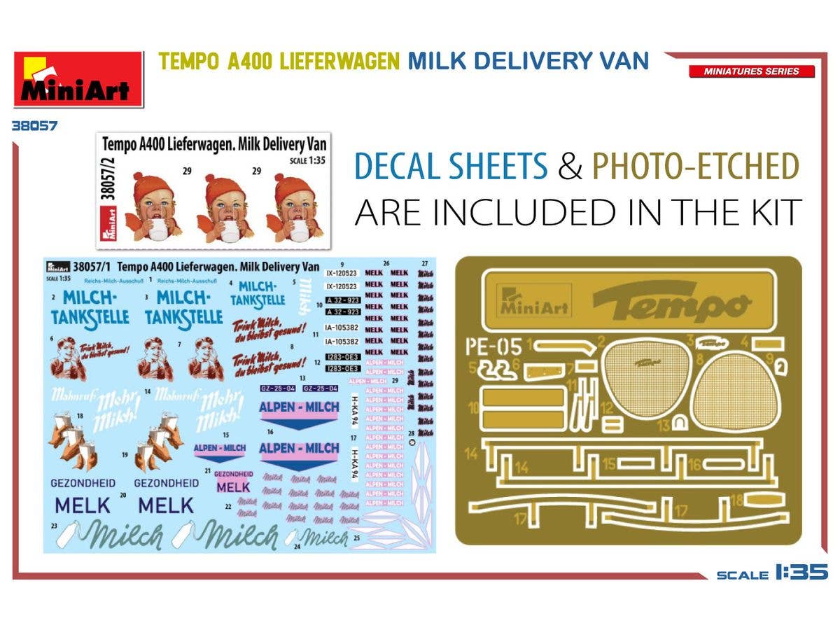 MiniArt 1/35 Tempo A400 Lieferwagen. Milk Delivery Van | 5905090346722