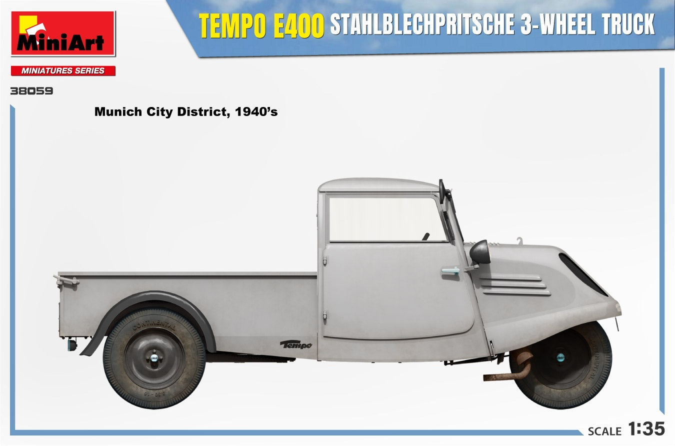 Miniart 1/35 Tempo E400 StahlblechPritsche 3-Wheel Truck | 5905090346388