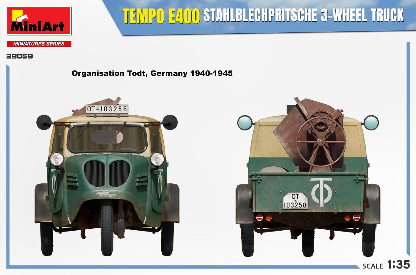 Miniart 1/35 Tempo E400 StahlblechPritsche 3-Wheel Truck | 5905090346388