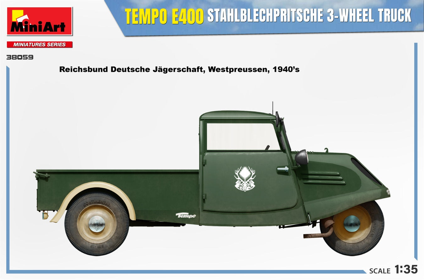 Miniart 1/35 Tempo E400 StahlblechPritsche 3-Wheel Truck | 5905090346388