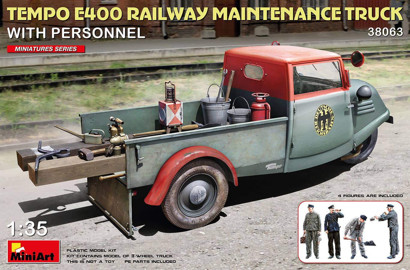 MiniArt 1/35 Tempo E400  Railway Maintenance Truck with Personnel | 5905937497228