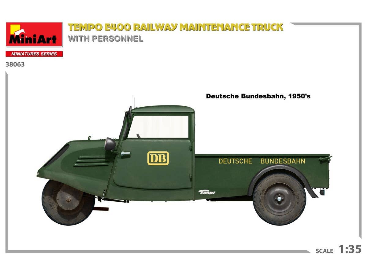 MiniArt 1/35 Tempo E400  Railway Maintenance Truck with Personnel | 5905937497228
