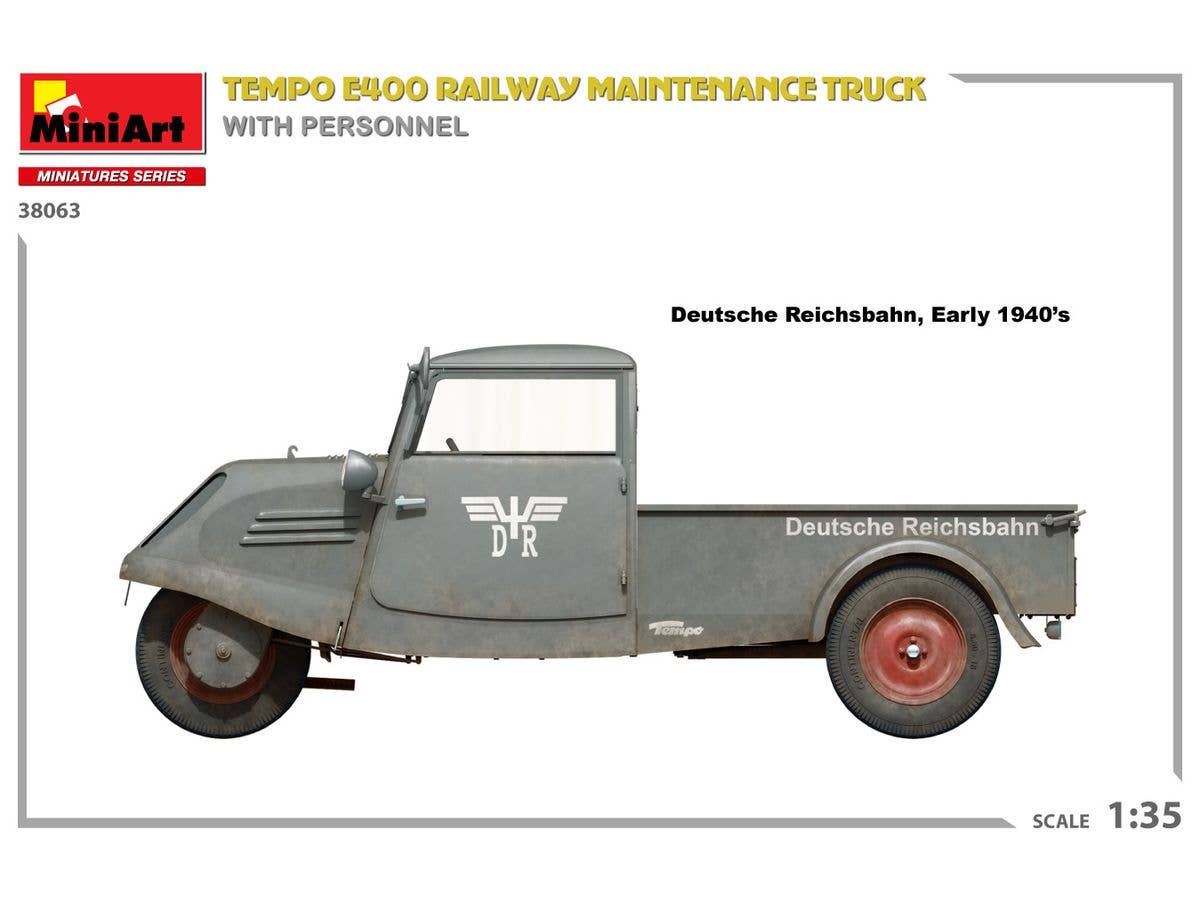 MiniArt 1/35 Tempo E400  Railway Maintenance Truck with Personnel | 5905937497228