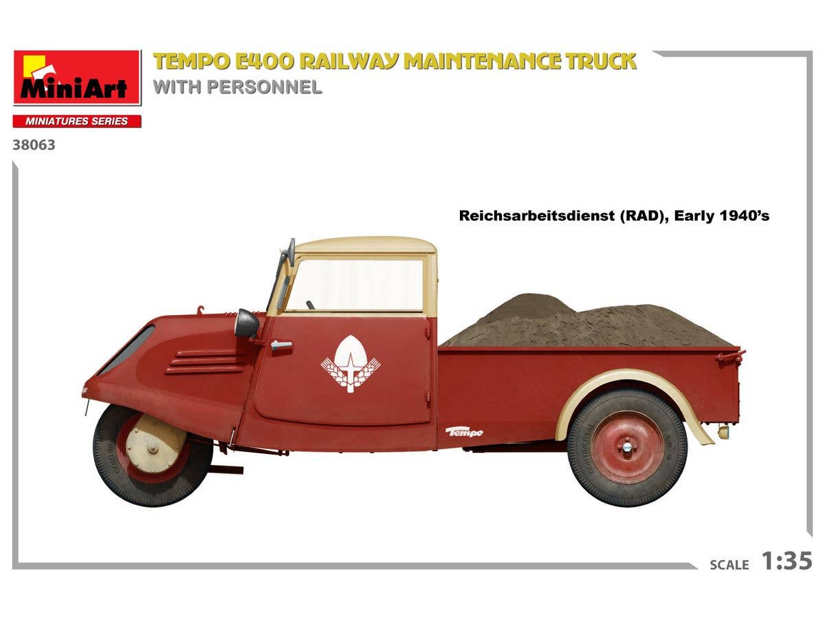MiniArt 1/35 Tempo E400  Railway Maintenance Truck with Personnel | 5905937497228