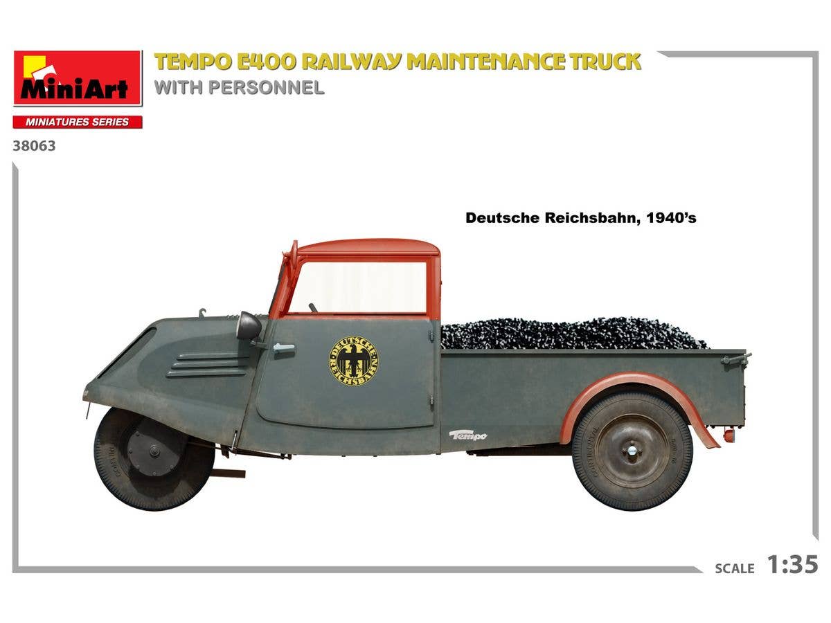 MiniArt 1/35 Tempo E400  Railway Maintenance Truck with Personnel | 5905937497228