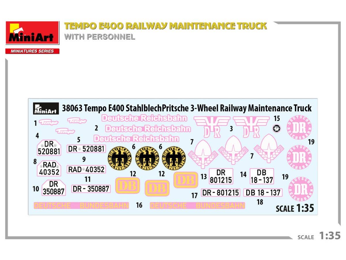 MiniArt 1/35 Tempo E400  Railway Maintenance Truck with Personnel | 5905937497228