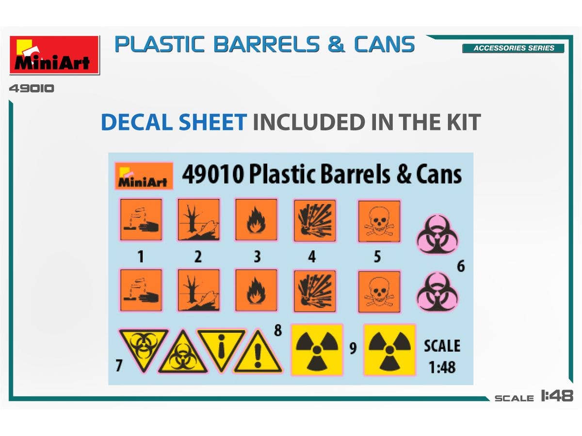 MiniArt 1/48 Plastic Barrels & Cans | 5905090346739