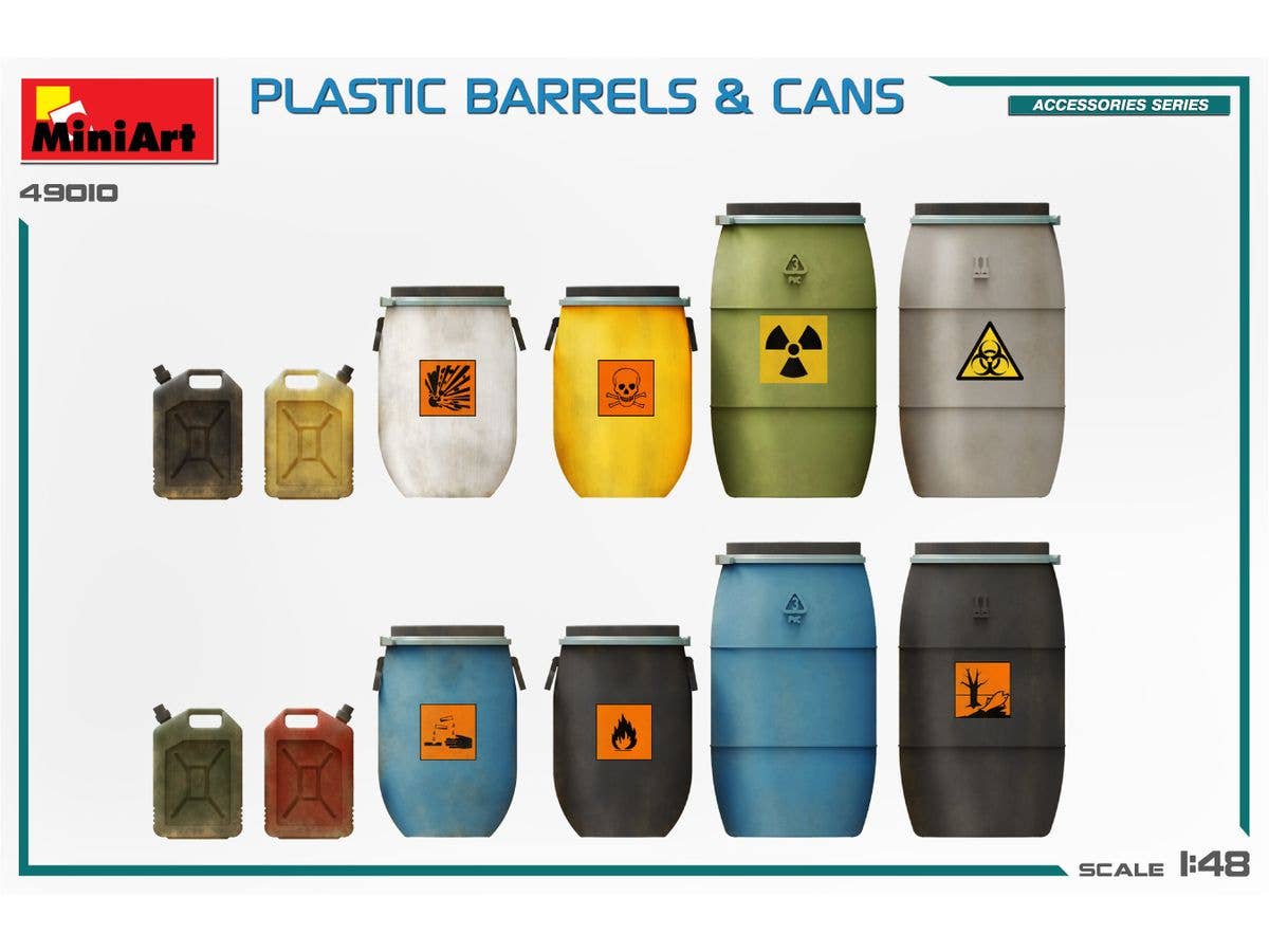 MiniArt 1/48 Plastic Barrels & Cans | 5905090346739