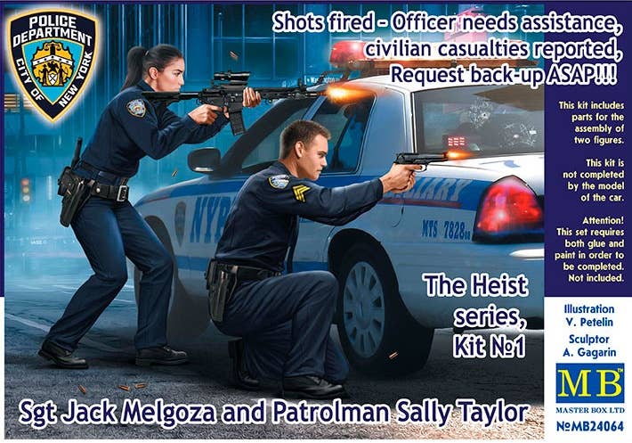 MASTER BOX 1/24 The Heist series, Kit No1. Shots fired  Officer needs assistance, civilian casualties reported, Request back-up ASAP Sgt Jack Melgoza and Patrolman Sally Taylor | 4820113082078