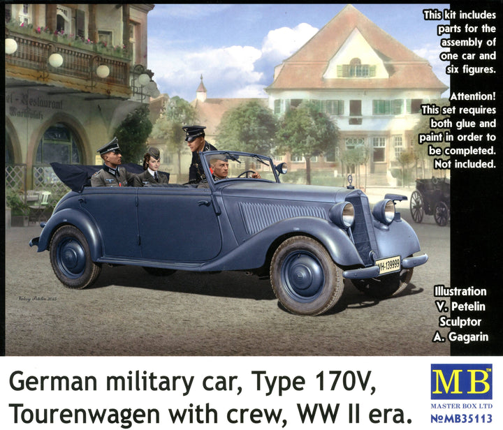MASTER BOX German military car, Type 170V, Tourenwagen with crew, WW II era | 4820113080562