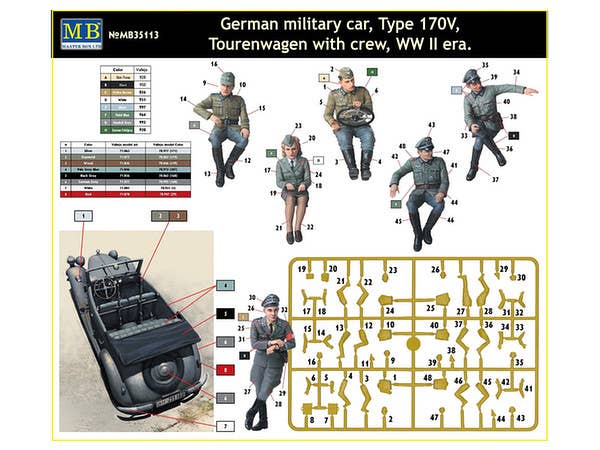 MASTER BOX German military car, Type 170V, Tourenwagen with crew, WW II era | 4820113080562