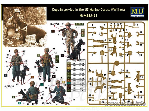 MASTER BOX 1/35 Dogs in service in the US Marine Corps, WW II era | 4820113081132