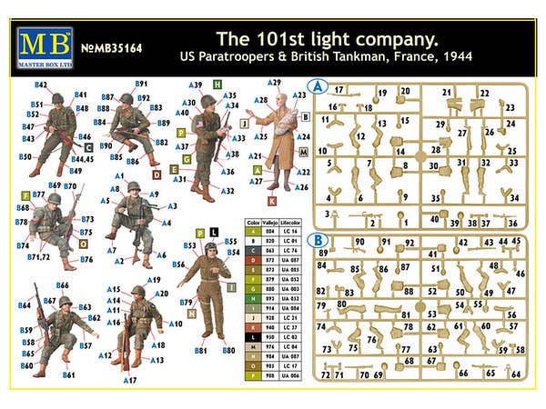 MASTER BOX 1/35 The 101st light company. US Paratroopers & British Tankman, France, 1944 | 4820113080760