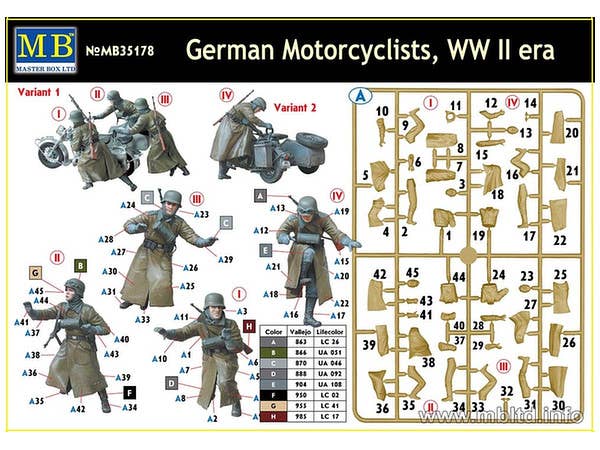 MASTER BOX 1/35 German Motorcyclists, WWII era | 4820113080869