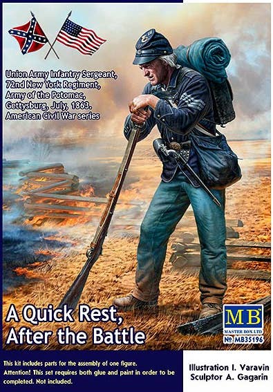MASTER BOX 1/35 A Quick Rest, After the Battle. Union Army Infantry Sergeant, 72nd New York Regiment,Army of the Potomac, Gettysburg, July, 1863. American Civil War series | 4820113082108
