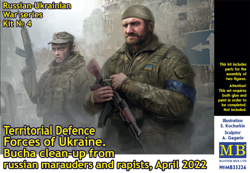 MASTER BOX 1/35 Russian-Ukrainian War series Territorial Defence Forces of Ukraine. Bucha clean-up, April 2022. Kit No.4