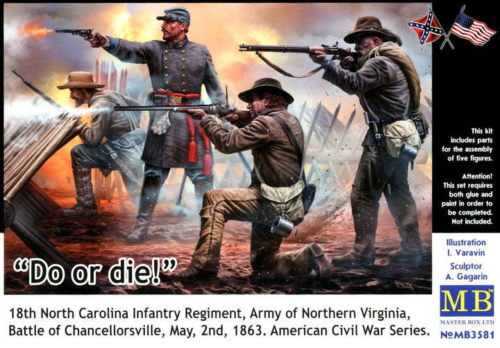 MASTER BOX 1/35 Do or die 18th North Carolina Infantry Regiment, Army of Northern Virginia, Battle of Chancellorsville, May, 2nd, 1863. American Civil War Series | 4820113080302