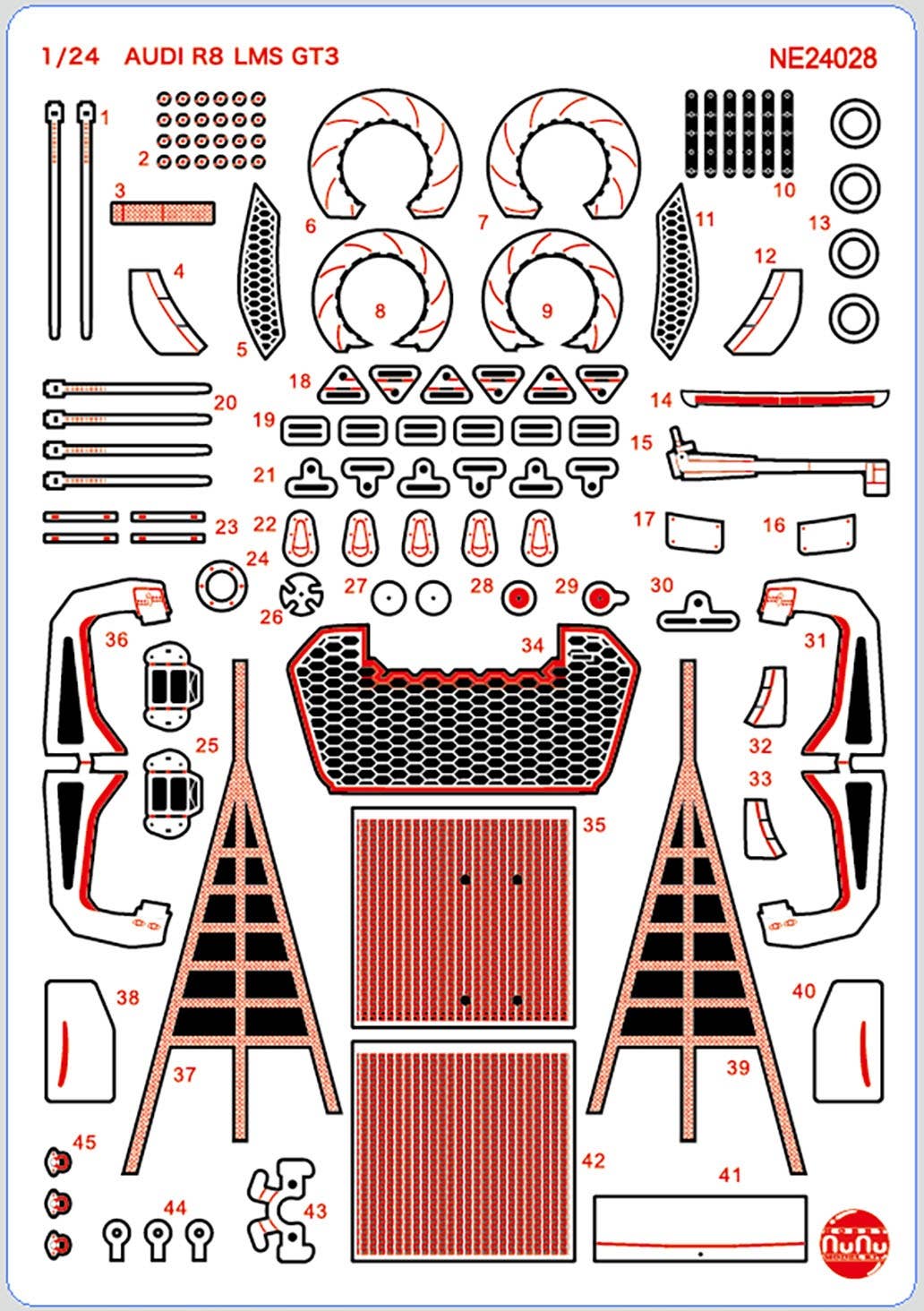 Platz NuNu 1/24 Detail-Up Parts for Audi Hong Kong R8 2015 Macau GT | 4545782076509