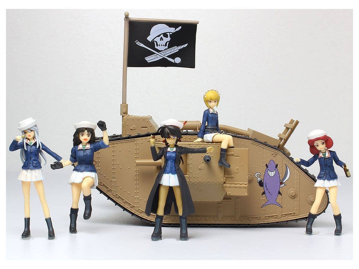 Platz 1/35 Girls und Panzer Das Finale Deformed Mk.IV Painted Display Model + Team Samesan Figure Kit Set | 4545782076950