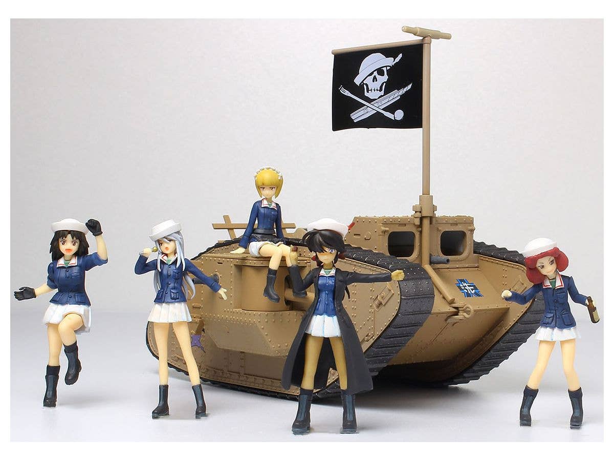 Platz 1/35 Girls und Panzer Das Finale Deformed Mk.IV Painted Display Model + Team Samesan Figure Kit Set | 4545782076950