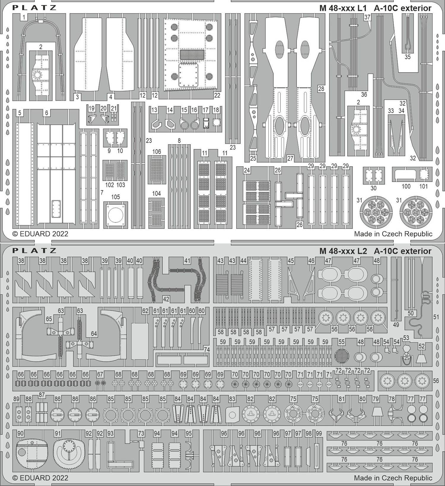 Platz 1/48 A-10C thunderbolt II Photo-Etched Parts For Exterior | 4545782082432