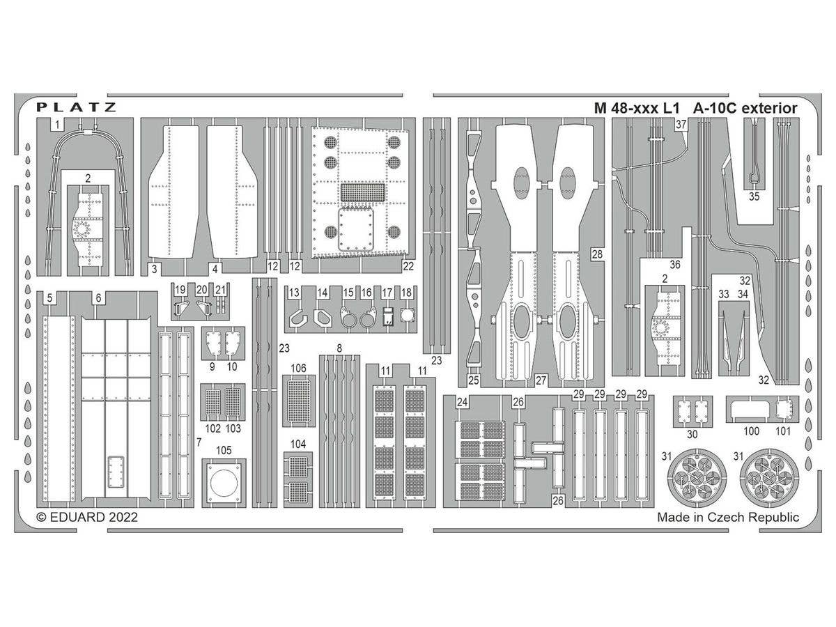Platz 1/48 A-10C thunderbolt II Photo-Etched Parts For Exterior | 4545782082432