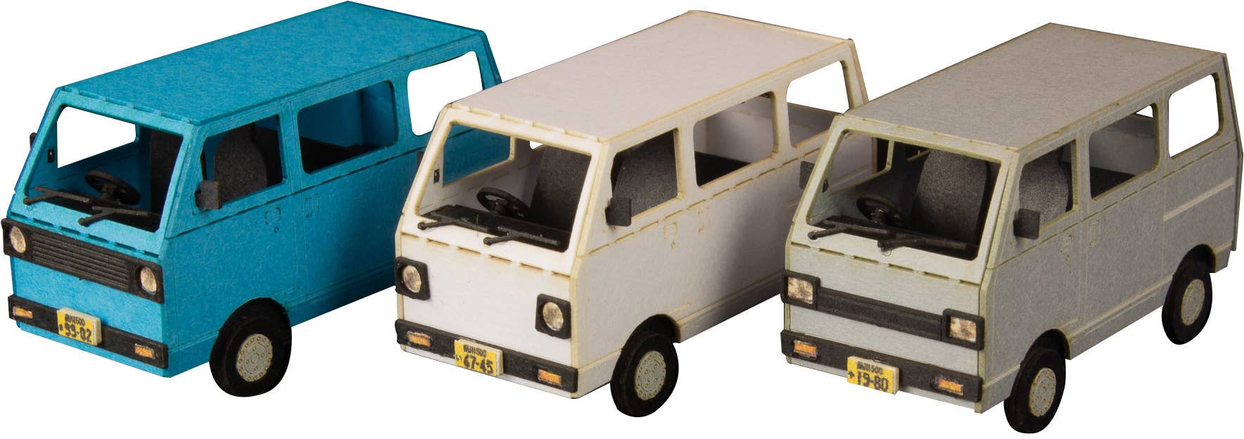 PMOA 1/80 Scale Paper kit Town Corner Accessory Series kei van(white/blue/silver) | 4582362386535