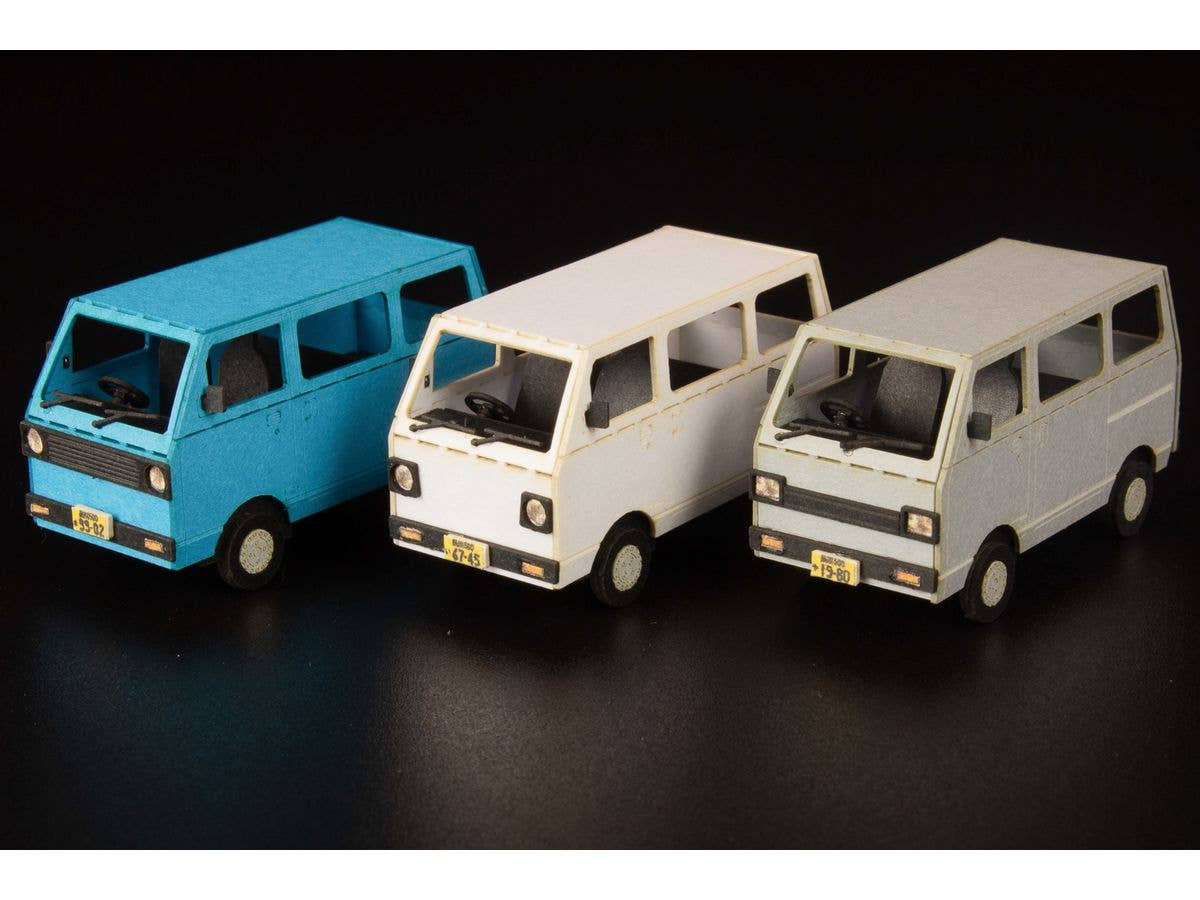 PMOA 1/80 Scale Paper kit Town Corner Accessory Series kei van(white/blue/silver) | 4582362386535