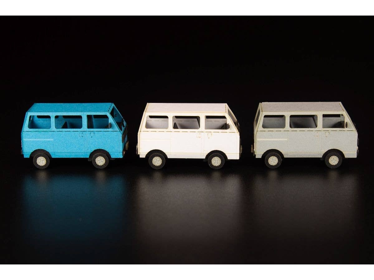 PMOA 1/80 Scale Paper kit Town Corner Accessory Series kei van(white/blue/silver) | 4582362386535
