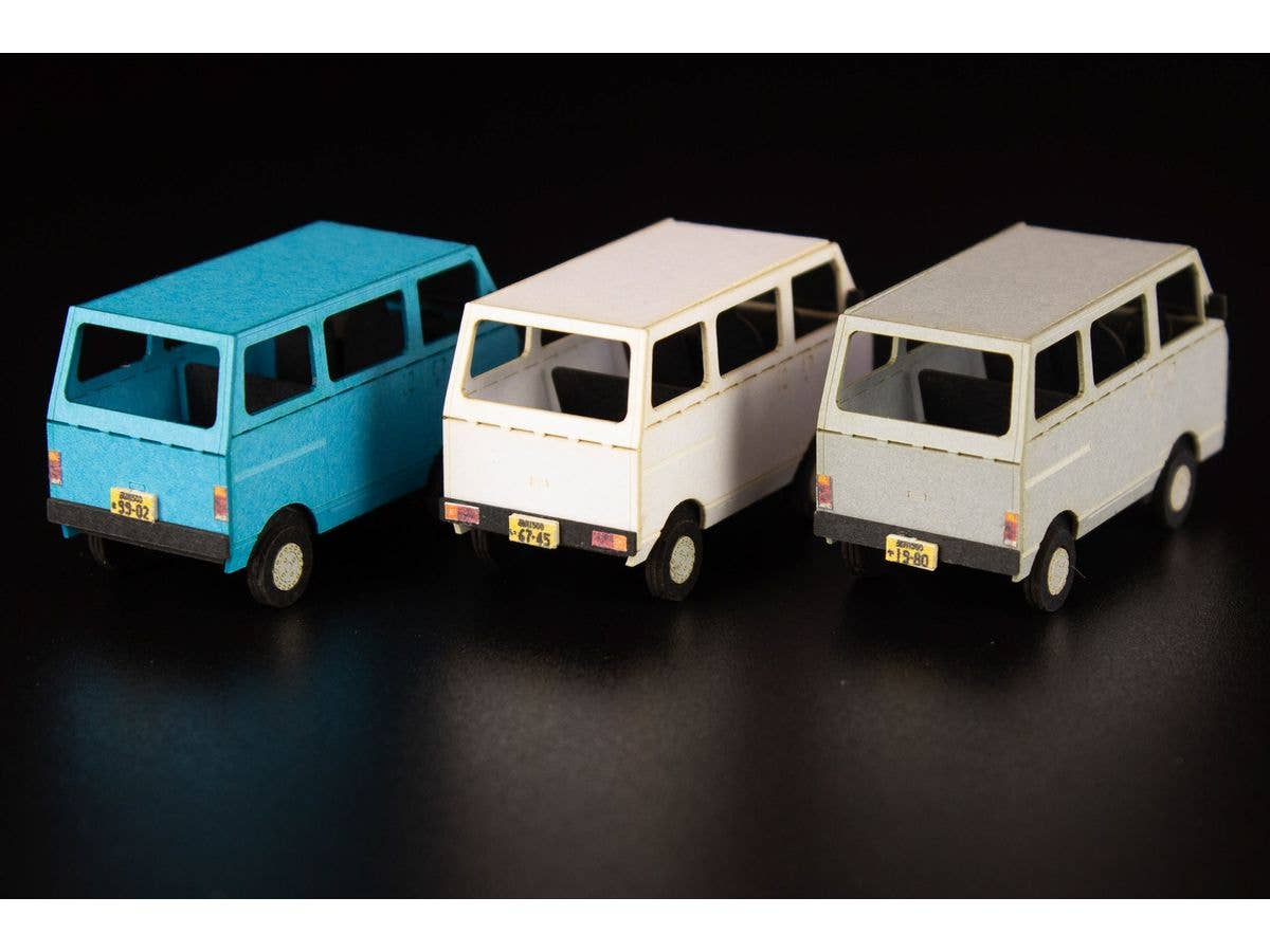 PMOA 1/80 Scale Paper kit Town Corner Accessory Series kei van(white/blue/silver) | 4582362386535