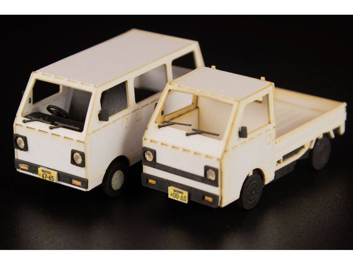 PMOA 1/80 Scale Paper kit Town Corner Accessory Series kei van(white/blue/silver) | 4582362386535