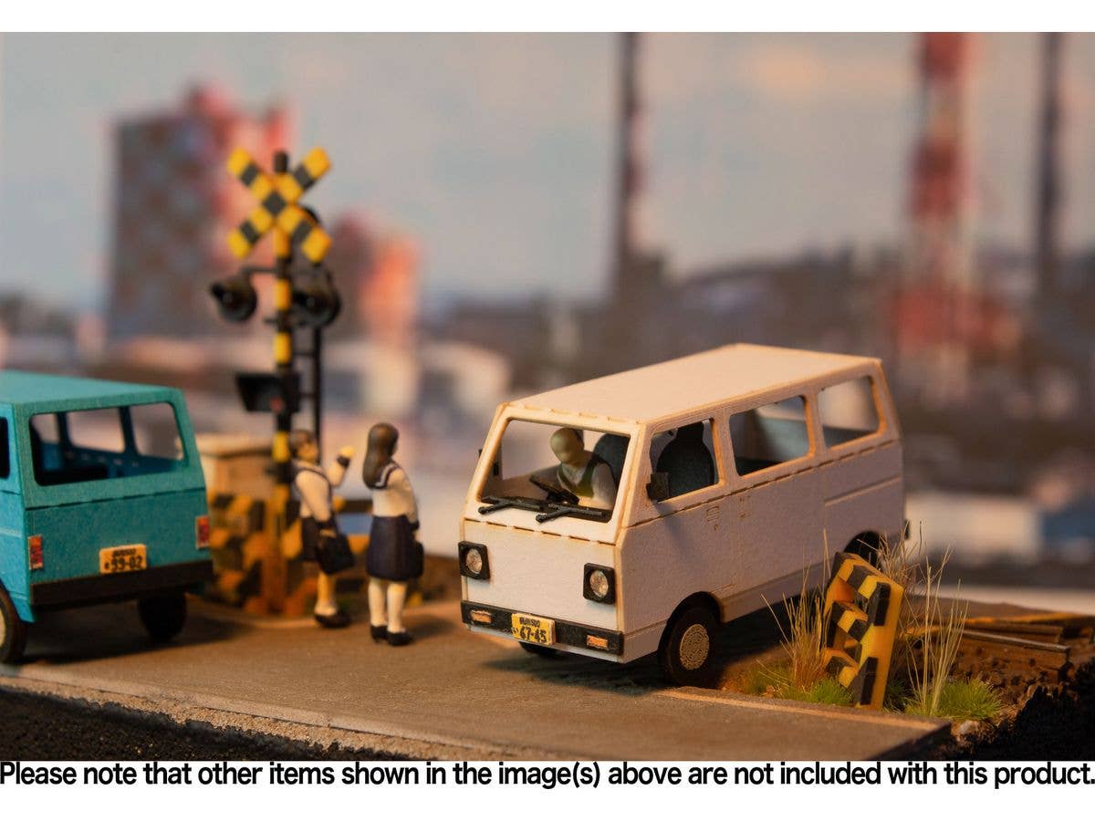 PMOA 1/80 Scale Paper kit Town Corner Accessory Series kei van(white/blue/silver) | 4582362386535