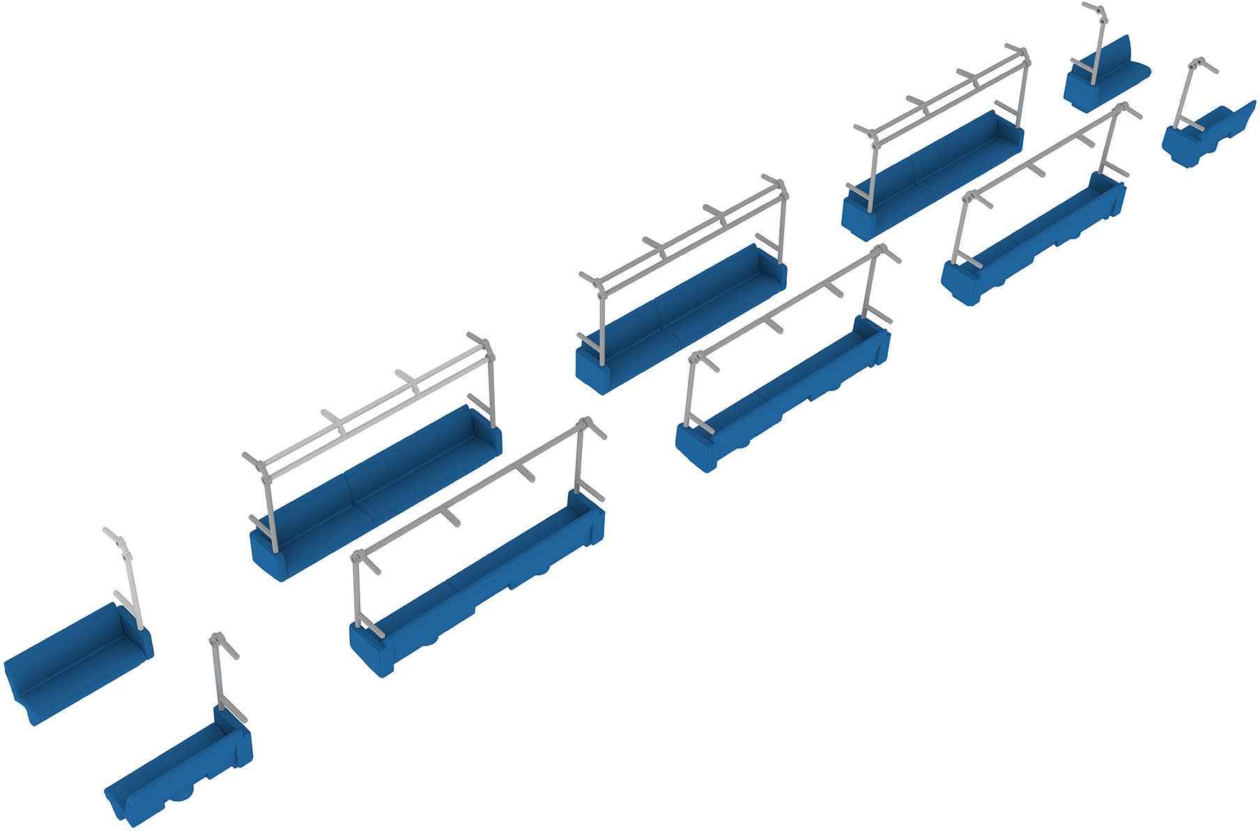 PMOA Long seat interior setA(blue) Contains 2 cars for 4-door cars | 4582362386849