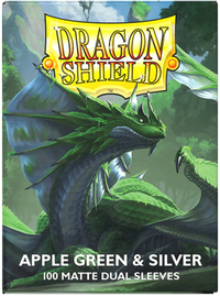 DRAGON SHIELD SLEEVES DUAL MATTE APPLE GREEN AND SILVER 100CT | 5706569150730