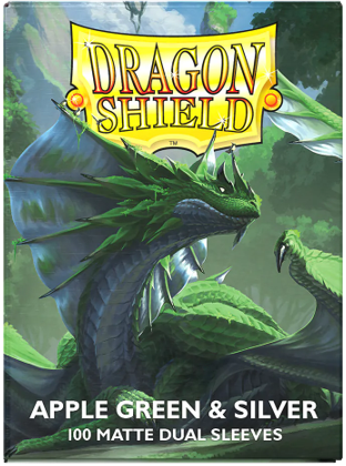 DRAGON SHIELD SLEEVES DUAL MATTE APPLE GREEN AND SILVER 100CT | 5706569150730