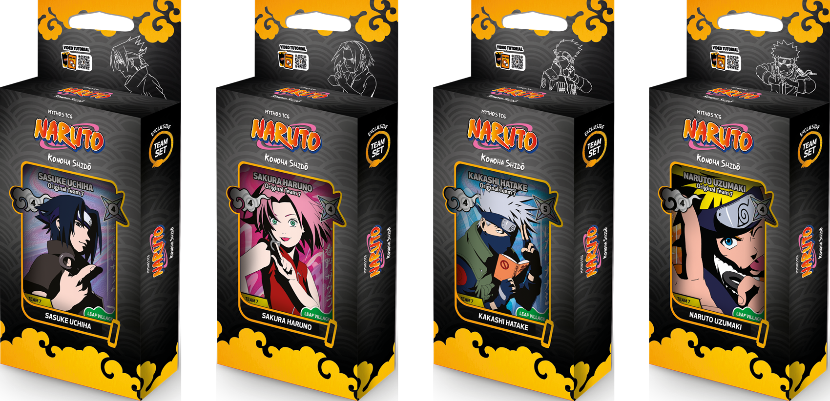 NARUTO MYTHOS TCG SET 1 KONOHA SHIDO 2ND EDITION TEAMSET 8CT DISPLAY