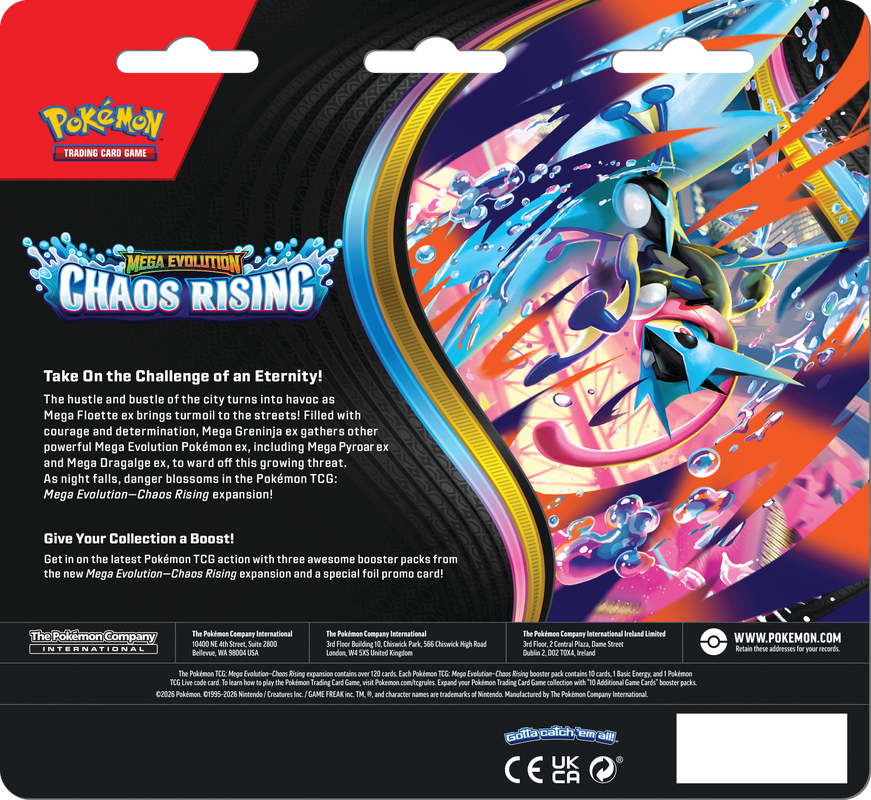 POKEMON ME04 CHAOS RISING 3PK BLISTER | 196214154155