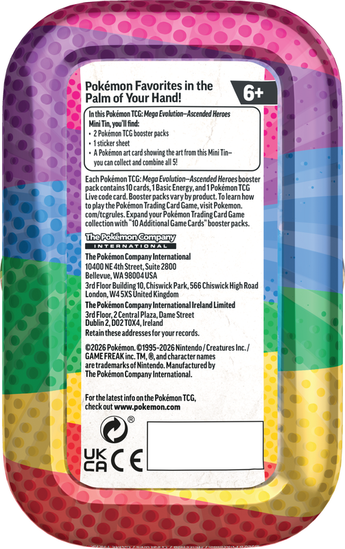 POKEMON ME2.5 ASCENDED HEROES MINI TIN 10CT DISPLAY | 196214141315