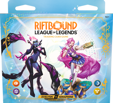 RIFTBOUND LEAGUE OF LEGENDS TCG RADIANCE SHOWDOWN DECK DISPLAY - EVELYNN VS SERAPHINE 4CT | 810155276263