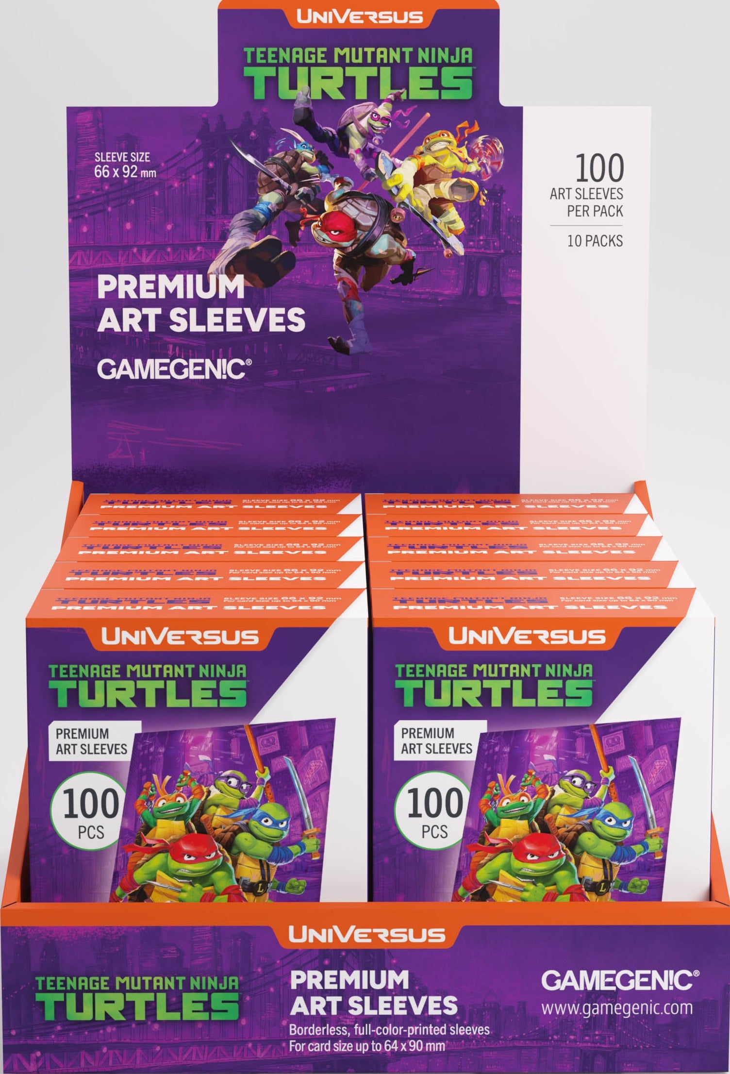 TEENAGE MUTANT NINJA TURTLES GAMEGENIC PREMIUM ART SLEEVES 10CT DISPLAY | 810155272906
