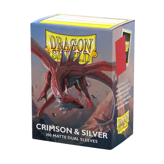 DRAGON SHIELD SLEEVES DUAL MATTE CRIMSON AND SILVER 100CT | 5706569150723